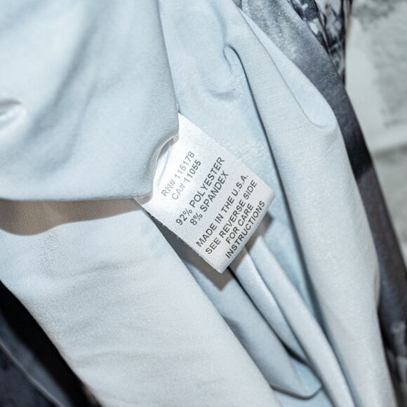 KOMAROV Wrap Dress Gray black Print Waist strap Petite sz L - Picture 6 of 10